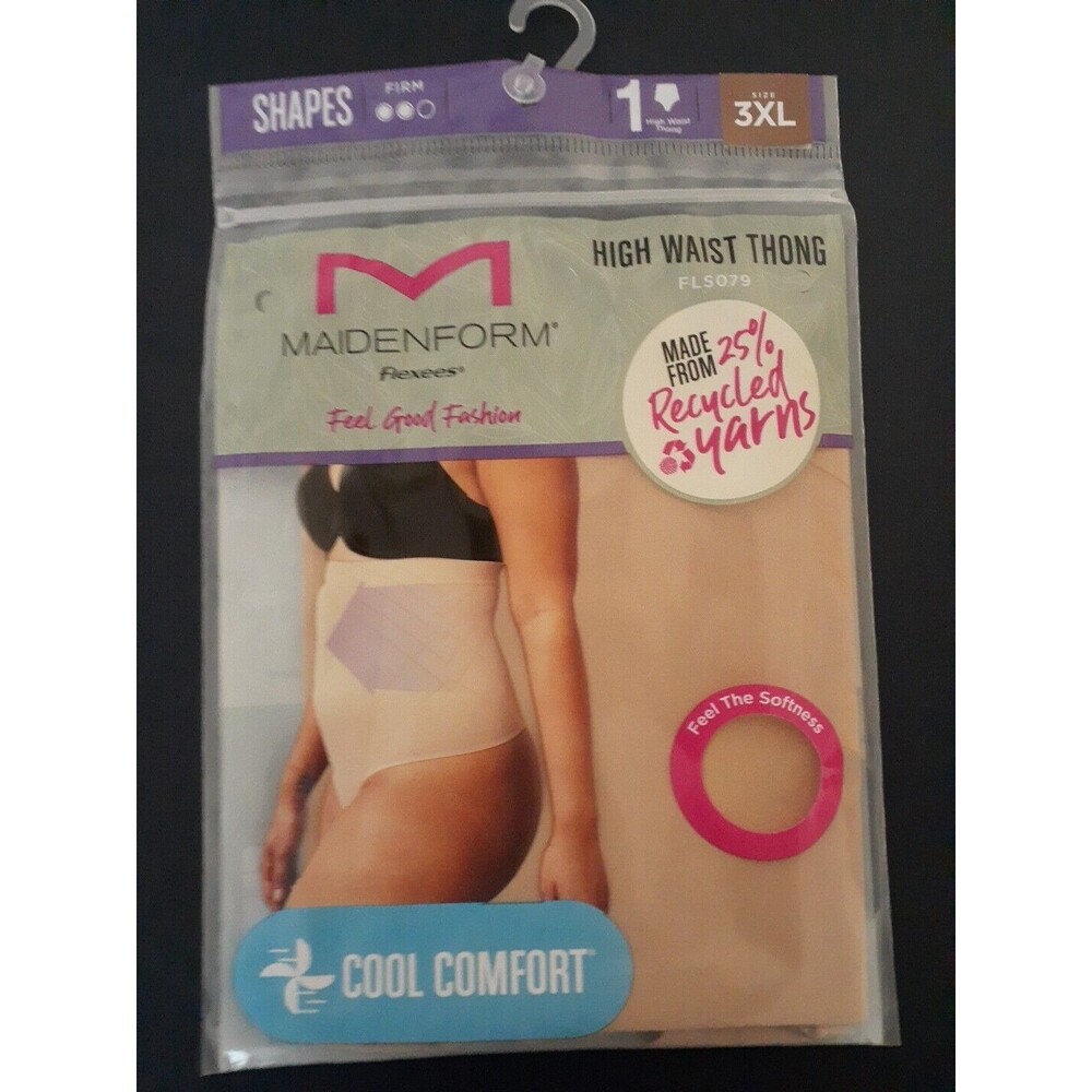 NEW Women's Size 3XL Maidenform BEIGE High Waist Thong Flexees Feel Good Fashion